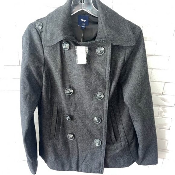 GAP Other - Gap Mens Pea Coat Black Wool Blend  Size Small